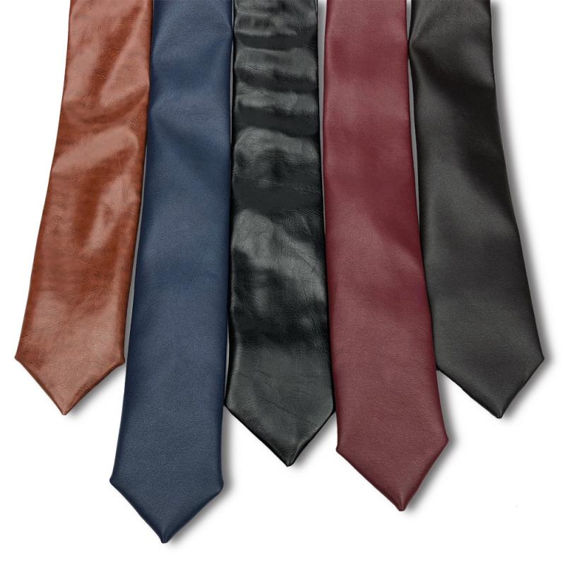 ネクタイ 男性用 PUレザー 5色 無地 スタイリッシュ ビジネス カジュアル フォーマル 55cm幅