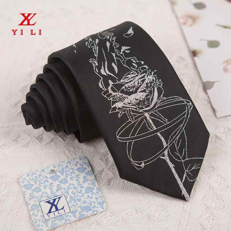 楽天LINEAR shopネクタイ 男女兼用 スクール 制服 ジャカード 織り柄 花柄 アカデミー風 学生 卒業式 コスプレ 168cm ポリエステル 黒 金 ピンク（x50）