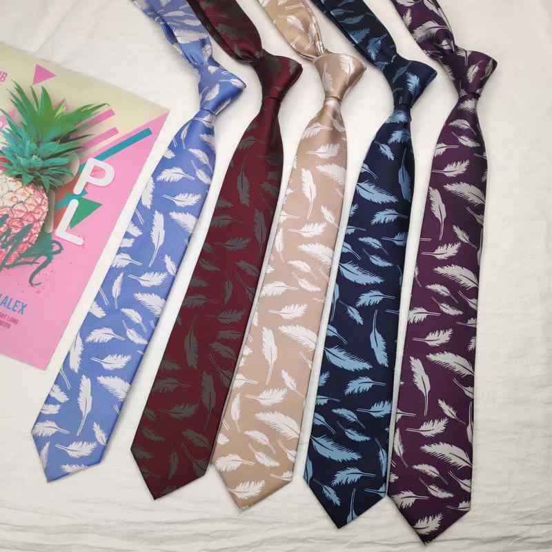 ネクタイ 男性用 ポリエステル 提花 羽根柄 紺色 ワインレッド 青 シャンパンカラー 紫色 フォーマル 晩餐会 手作り 紳士(x10)