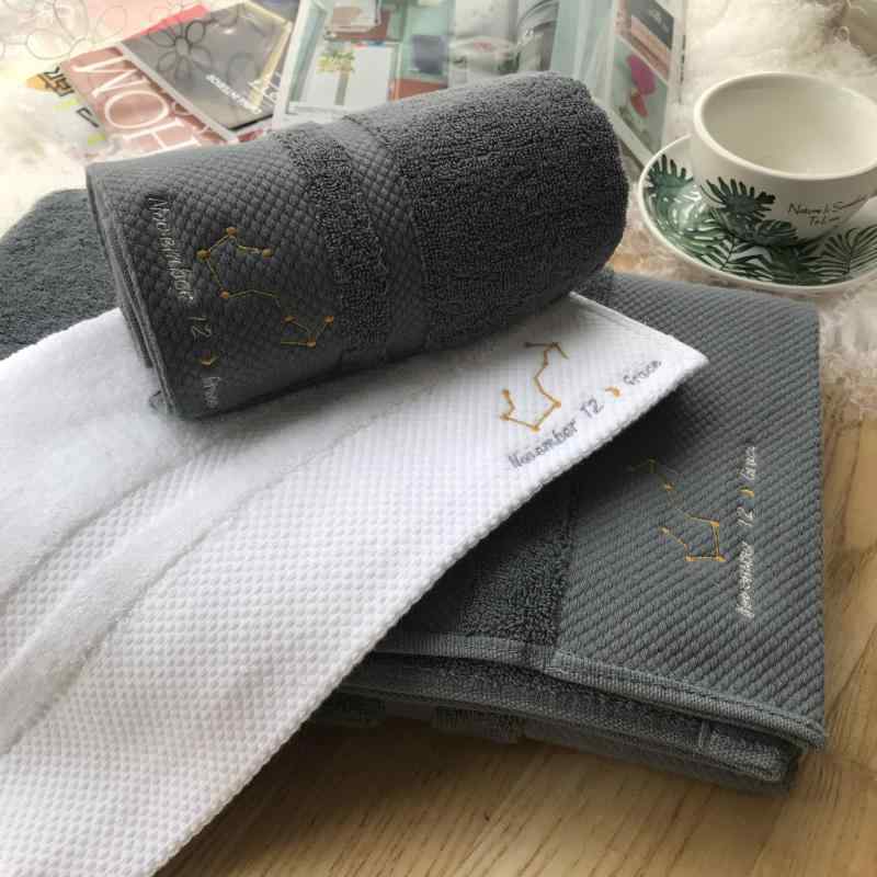 タオル レディース メンズ スポーツ 綿 刺繍 イニシャル 星座 誕生日 ギフト ペア 名前 ロゴ 35x35cm 35x75cm 50x100cm 70x140cm