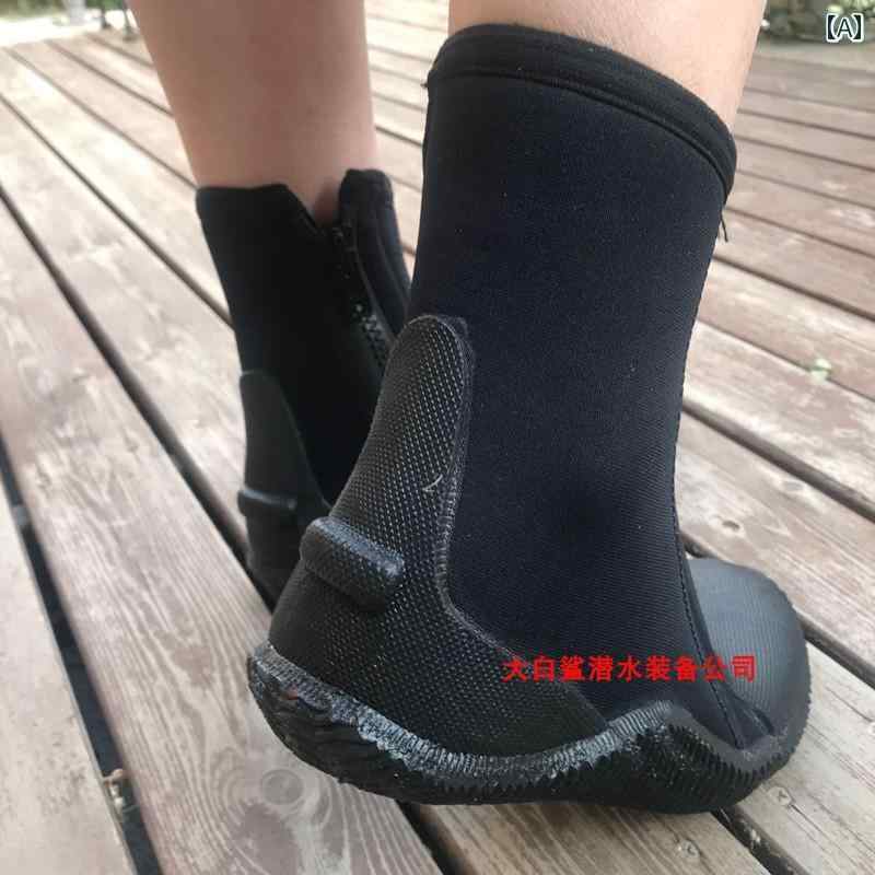 ダイビング ブーツ 5 MM 厚手 滑り止め ブラック 暖かい シュノーケリング 通気性 水泳 サーフィン モ..