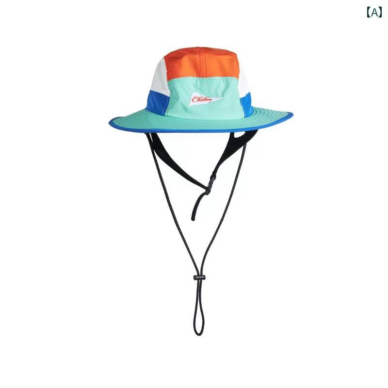 屋外 キャンプ つば広 休暇 日焼け防止 サーフィン 帽子 除去 カラー ブロック レトロ フィッシャーマ..