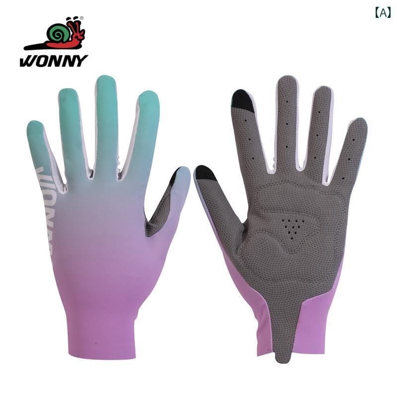 フル フィンガー 夏用 薄手 日焼け防止 ロード バイク 衝撃 吸収 滑り止め 男女兼用 サイクリング グロ..