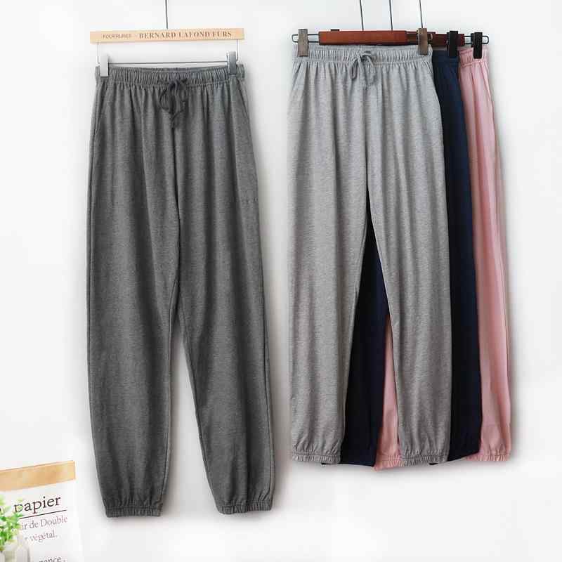 パジャマ メンズ レディース ニット コットン ロングパンツ 薄手 裾絞り リラックスパンツ ズボン ルー..