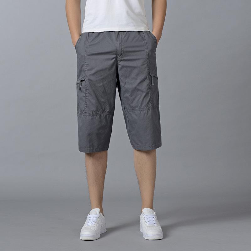 ハーフパンツ メンズ 男性用 カーゴパンツ 綿 ゆったり 大きいサイズ カジュアルパンツ 7分丈パンツ 春夏 カーキ グレー ブラック 涼しい 通気性 吸湿性