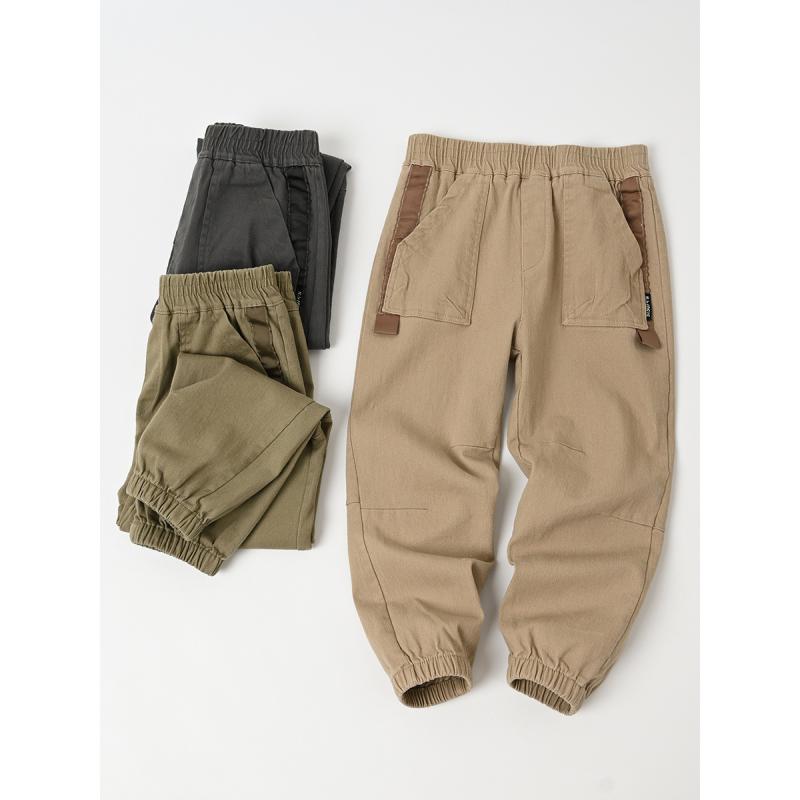 子供用 ワークパンツ 男女兼用 無地 ロングパンツ 中 крупно キッズ ボーイズ ガールズ 春秋 コットン ..