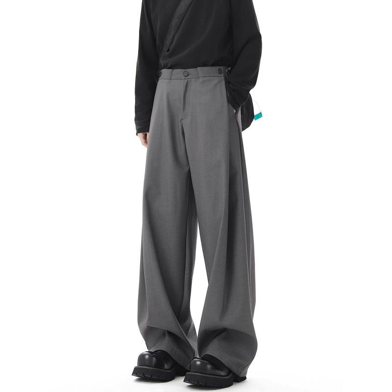 Rakuten - パンツ メンズ ワークパンツ ストレート ワイドレッグ ポリエステル 無地 グレー ブラック 伸縮性 春秋 普段使い