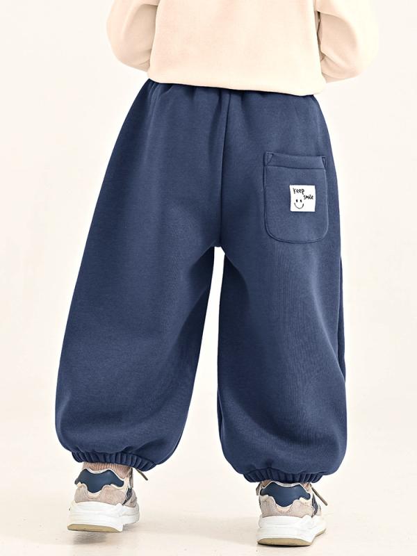 子供用ズボン 男児 裏起毛 パンツ 冬用 厚手 カジュアル ロングパンツ ウエストゴム 普段着 ポリエステ..