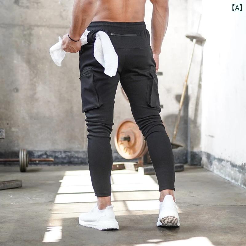 LINEAR shopのカーゴパンツ メンズ 迷彩柄 トレーニングパンツ スポーツウェア ランニングパンツ ロングパンツ 男性用 ズボン 秋冬 春夏 コットン 黒 ブラック グレー｜アングル2