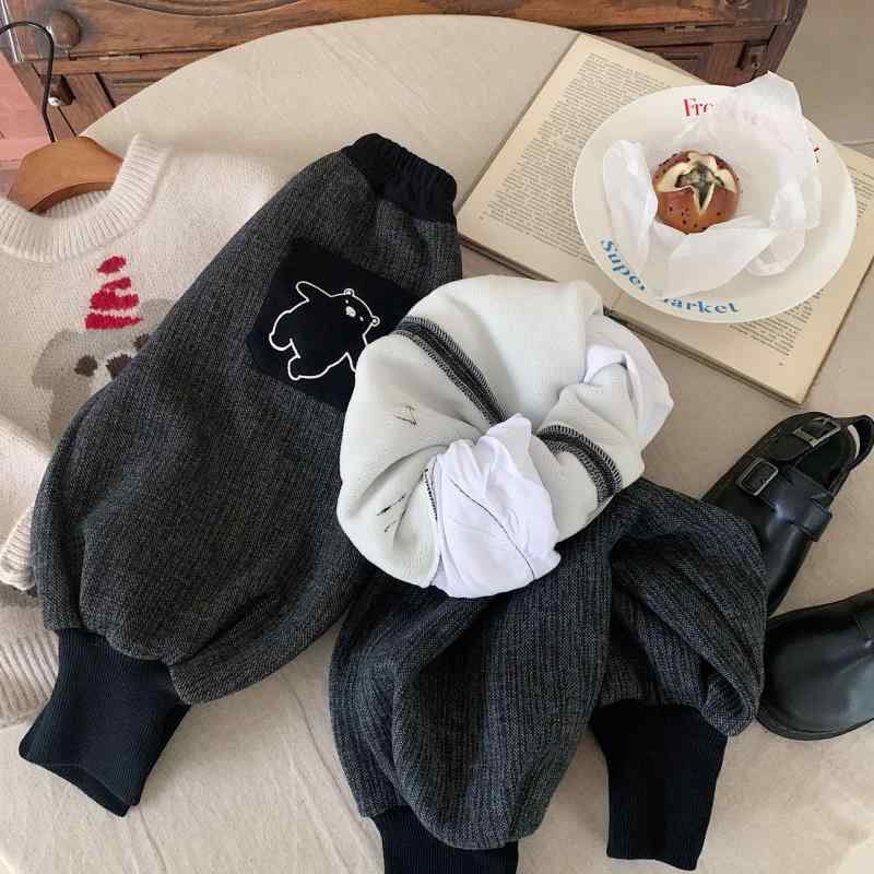 子供用パンツ 冬用 裏起毛 裾絞り テーパードパンツ 毛混紡 ズボン 男の子 女の子 100cm 110cm 120cm 130cm 140cm 普段着 部屋着 グレー カーキ