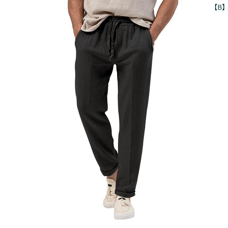 パンツ メンズ 男性用 カジュアルパンツ ストレートパンツ リラックスパンツ 混紡 無地 M L XL 2XL 3XL 4XL ホワイト ブラック ブルー グレー ベージュ ブラウン 普段使い スポーティ