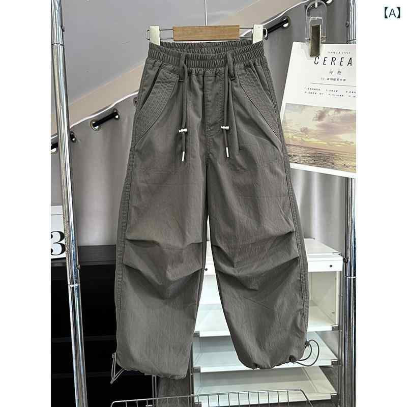 子供服 パンツ 春秋用 ゆったり ワイドレッグ カーゴパンツ ストレート ロングパンツ ミリタリースタイ..