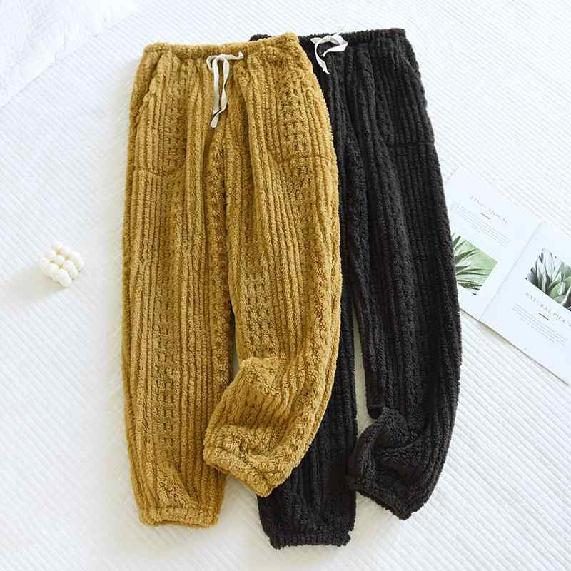 ルームウェア レディース メンズ フランネル パジャマパンツ 秋冬 厚手 保温 暖かい ロングパンツ ズボン 裾絞り あったか ゆったり 部屋着 寝間着 リラックスパンツ(x2)