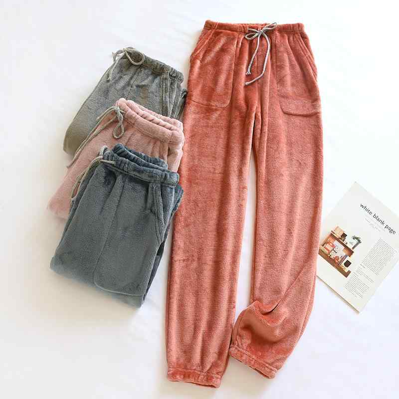 パジャマ レディース メンズ フランネル 秋冬 厚手 あったか 男女兼用 無地 裾絞り ズボン ルームウェア 部屋着 快適 リラックス