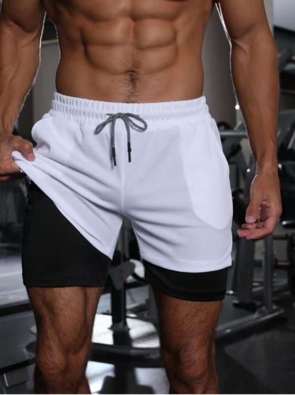 ショートパンツ メンズ 男性用 スポーツウェア 速乾性 通気性 2層構造 短パン ランニング 深蹲 トレー..