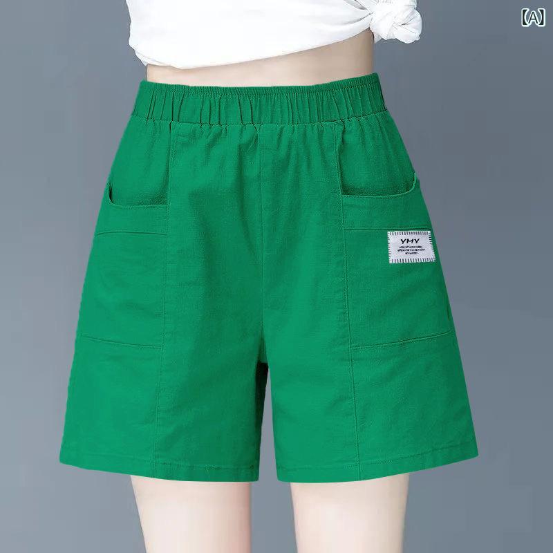 ショートパンツ レディース 高見え ワイドレッグ コットンリネン 高腰 ゆったり 5分丈 ハーフパンツ 春夏 ブラック カーキ 部屋着