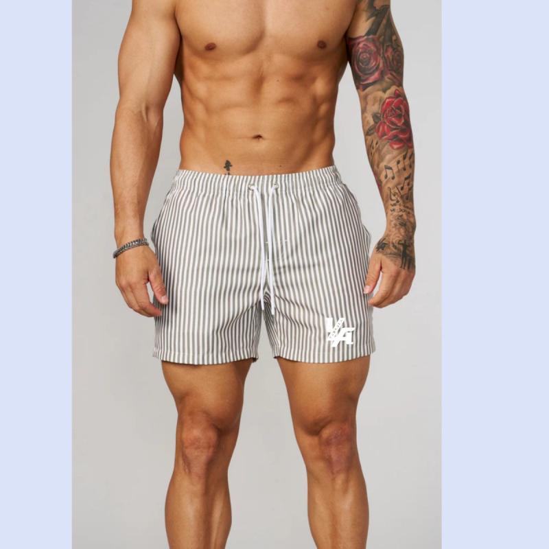 ハーフパンツ メンズ スポーツ トレーニング ランニングウェア 吸湿速乾 ストライプ柄 4分丈パンツ イージーパンツ 部屋着 普段使い