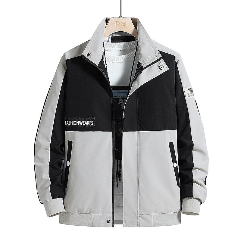 ジャケット メンズ 配色 立襟 ブルゾン 男性用 アウター トップス ワーク 普段使い 秋物 長袖 カジュアル スポーティー ミリタリー ブラック グリーン ブルー