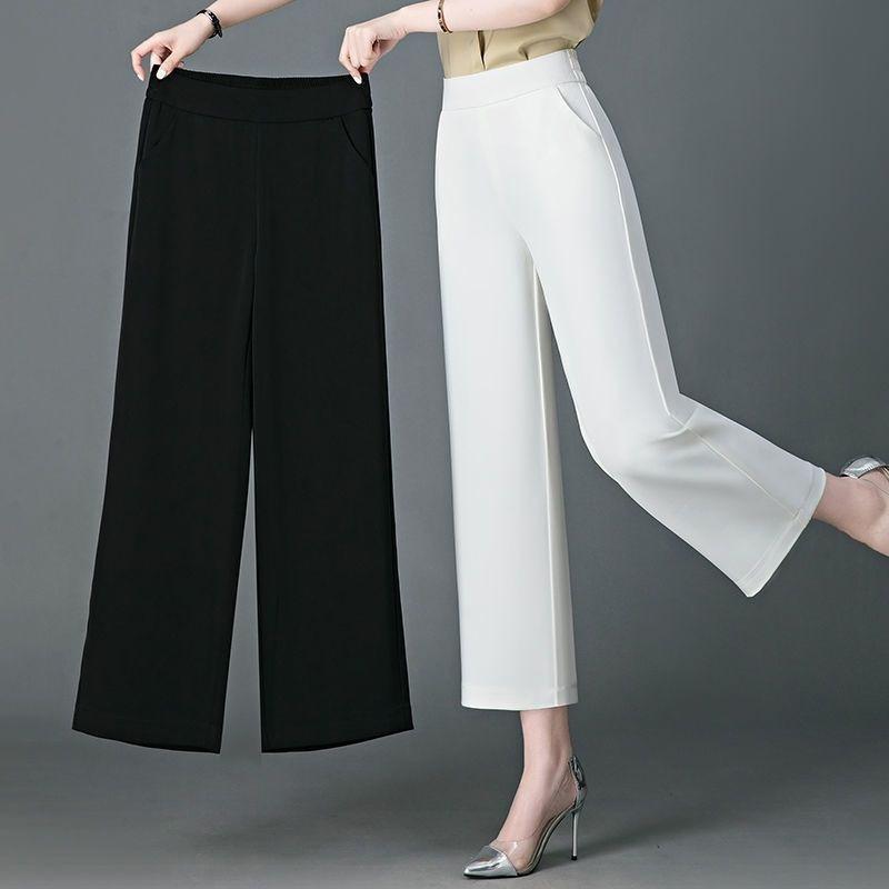 パンツ レディース 大きいサイズ ワイドパンツ ゆったり ハイウエスト 7分丈 クロップドパンツ カジュアル リラックス 3L 4L 白 黒 春夏