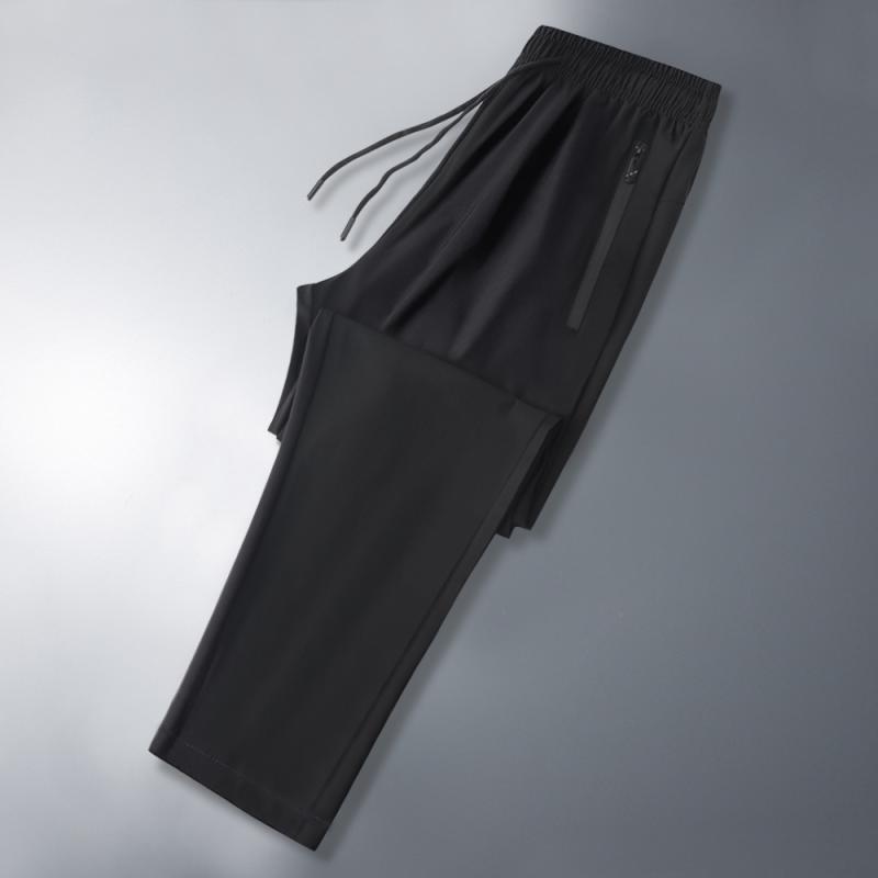 ズボン メンズ 男性用 夏 薄手 接触冷感 速乾 ストレッチ イージーパンツ 部屋着 運動 スポーツ 黒 ブラック