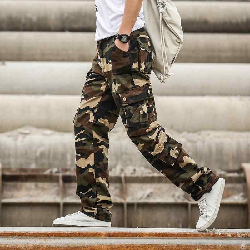 パンツ メンズ 迷彩 カーゴパンツ 作業ズボン 多ポケット ミリタリー ストレート ワークパンツ ロングパンツ 綿 カーキ 迷彩 ブルー 迷彩