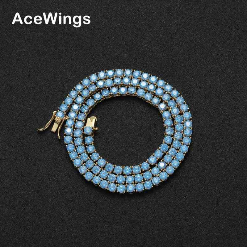 ネックレス メンズ 4mm ジルコニア テニスチェーン 銅製 50cm 60cm ヒップホップ シングルチェーン 海..