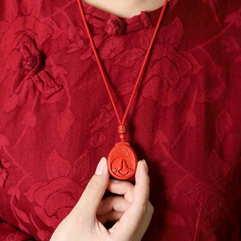 ネックレス メンズ レディース 辰砂 朱砂 お守り ペンダント 男女兼用 復古 アクセサリー 祈福 本命年 子供 赤 辰世
