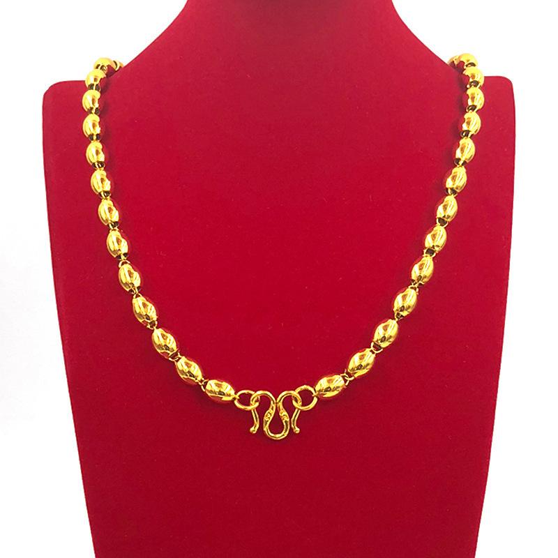 ネックレス メンズ タイ 金メッキ 彫刻 ラウンドビーズ ドラゴンヘッド 円筒形 個性 アクセサリー 51cm..