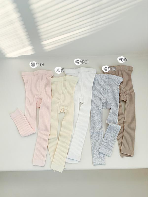 レギンス キッズ 春夏 子供用 リブ編み 無地 女の子 薄手 スパッツ 脱脂白 ベージュ 薄茶色 ベビーピンク 増白グレー 8歳以上(x2)