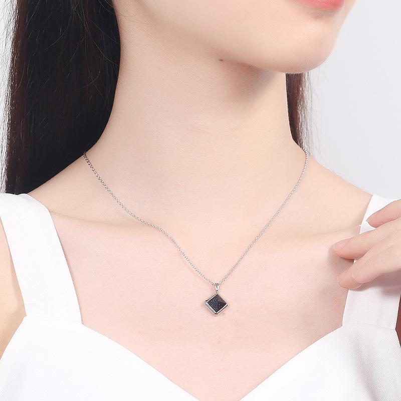 ネックレス メンズ レディース ペア s925 シルバー ブルーサンドストーン ペンダント 鎖骨チェーン カ..