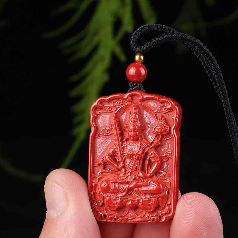 ネックレス メンズ 原矿帝王砂 本命仏 ペンダント 高含量朱砂 守護神 干手観音 虚空蔵菩薩 文殊菩薩 普賢菩薩 大勢至菩薩 大日如来 不動尊菩薩 阿弥陀如来 アミュレット 縁起物 鼠 牛 寅 兎 辰 巳 午 未 申 酉 戌 亥