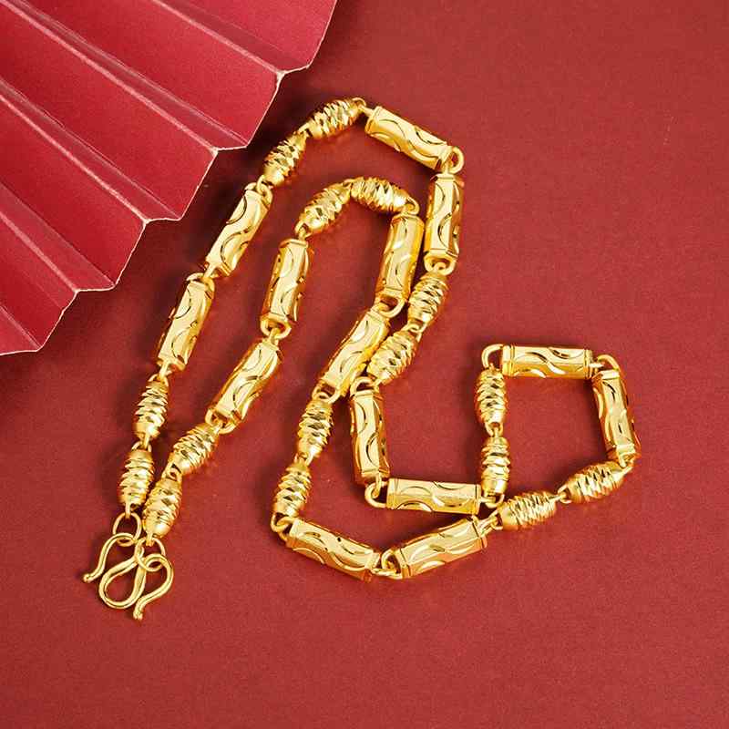 ネックレス メンズ 男性用 チェーン レトロ 豪華感 個性的 電気メッキ加工 アクセサリー 男女兼用 ゴールドカラー アフリカ