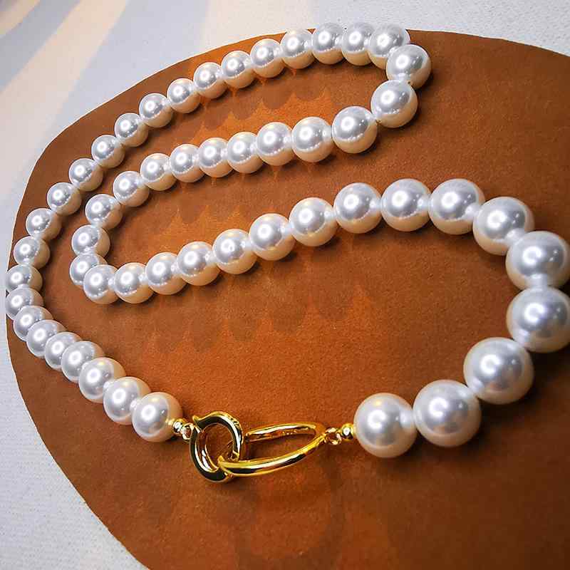 ネックレス S925 シルバー 正円 幾何学 珍珠 パール ハンドメイド 手作り ネックレス 男女兼用 チョー..