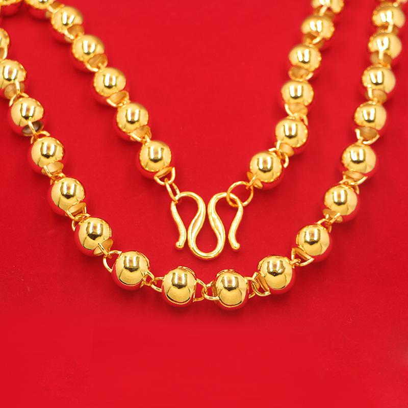 ネックレス メンズ 仏珠風 ビーズ レトロ 銅製 ゴールド 電気メッキ加工 お守り ラッキーアイテム(x2)