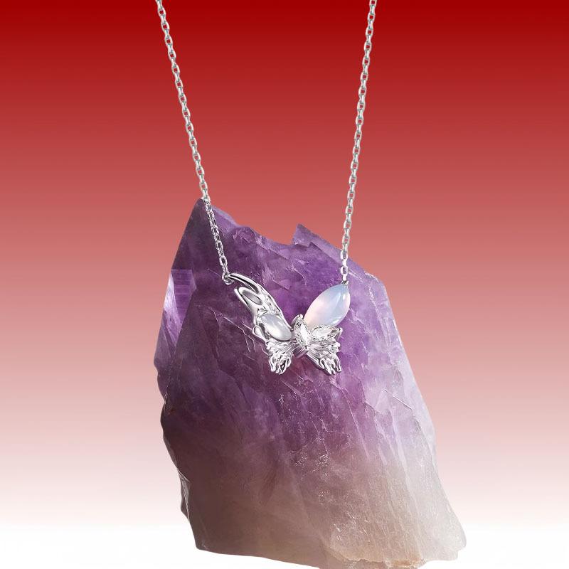 ネックレス S925 シルバー 月光 蝶 不規則 鎖骨 チェーン メンズ レディース ジェンダーレス アクセサリー エレガント フェアリースタイル