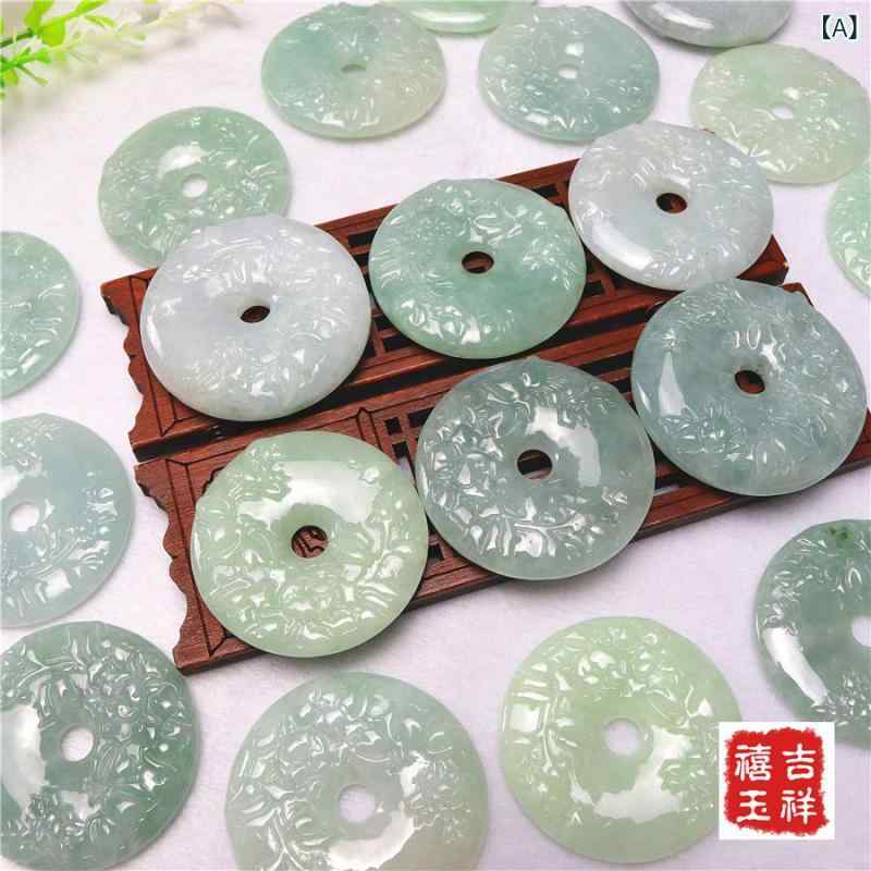 翡翠 ペンダント A貨 花開富貴 平安扣 ネックレス DIY アクセサリー メンズ レディース