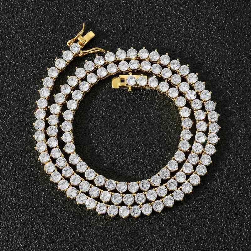 ネックレス メンズ レディース ユニセックス 銅製 ジルコニア テニスチェーン 4mm幅 ヒップホップスタ..