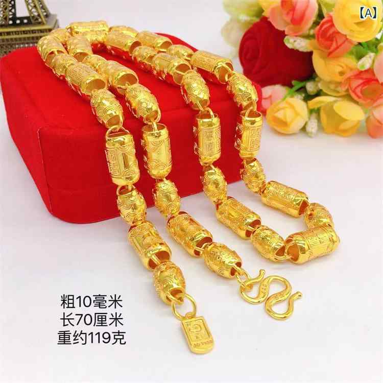 ネックレス メンズ 男性用 10mm 8mm サージカルステンレス 新中式 個性 アクセサリー アレルギー対応 大ぶり ごつめ ラウンドチェーン 縁起物 ラッキーモチーフ(x2)