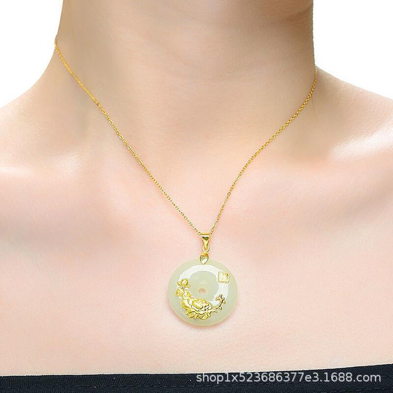 ネックレス レディース メンズ 和田玉 金 花 平安 幾何学模様 ペンダント 厚金 中国風 文芸復古 アクセサリー アフリカ 南米 東南アジア 北米 アジア 中東