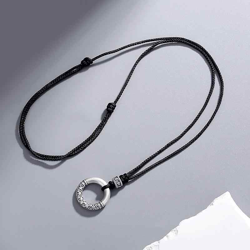 ネックレス メンズ 男性用 シルバー999 平安扣 祥雲 ペンダント 民族風 レトロ 手作り