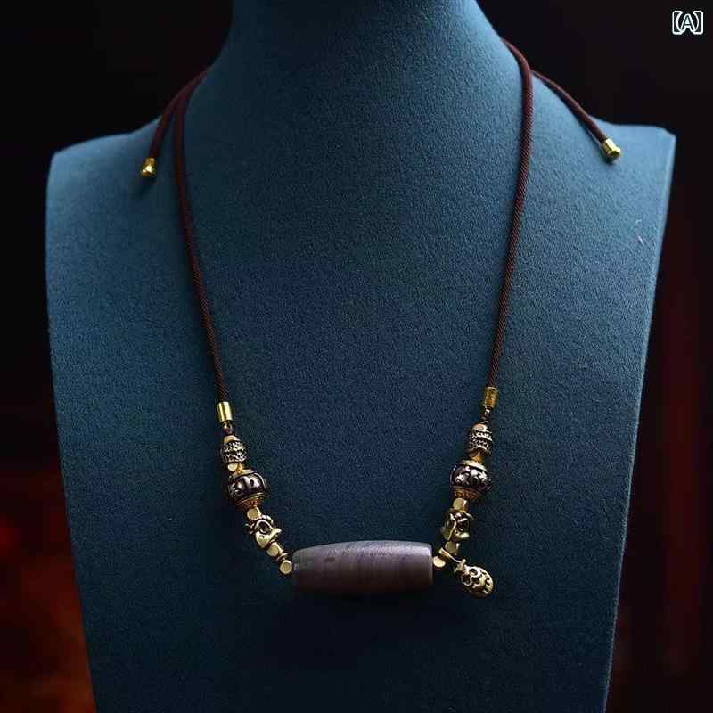 ネックレス メンズ レディース 天眼瑪瑙 高油 古珠 調整可能 チベット風 瑪瑙 アゲート ペンダント 锁..