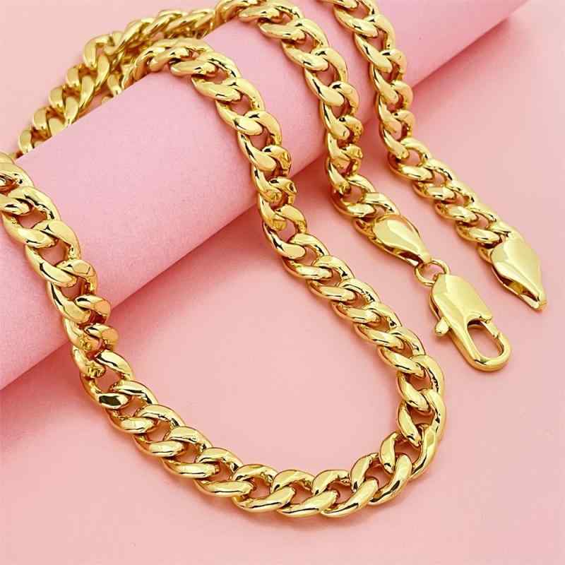 ネックレス メンズ 男性用 10mm 75cm 喜平 チェーン ゴールド 電気メッキ加工 幾何学模様 古巴 キューバ ジュエリー