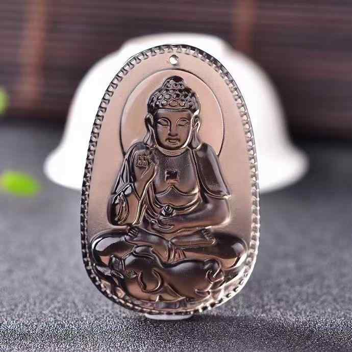 ネックレス レディース メンズ 黒曜石 干支 守護神 仏像 ペンダント 文殊菩薩 普賢菩薩 大日如来 アミュレット 縁起物