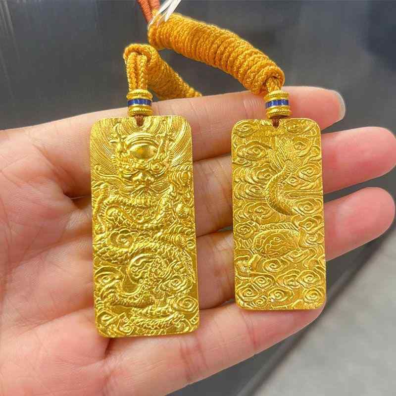 ネックレス メンズ 男性用 銅合金 レトロ ペンダント 手作り アクセサリー 龍鳳呈祥 ドラゴン