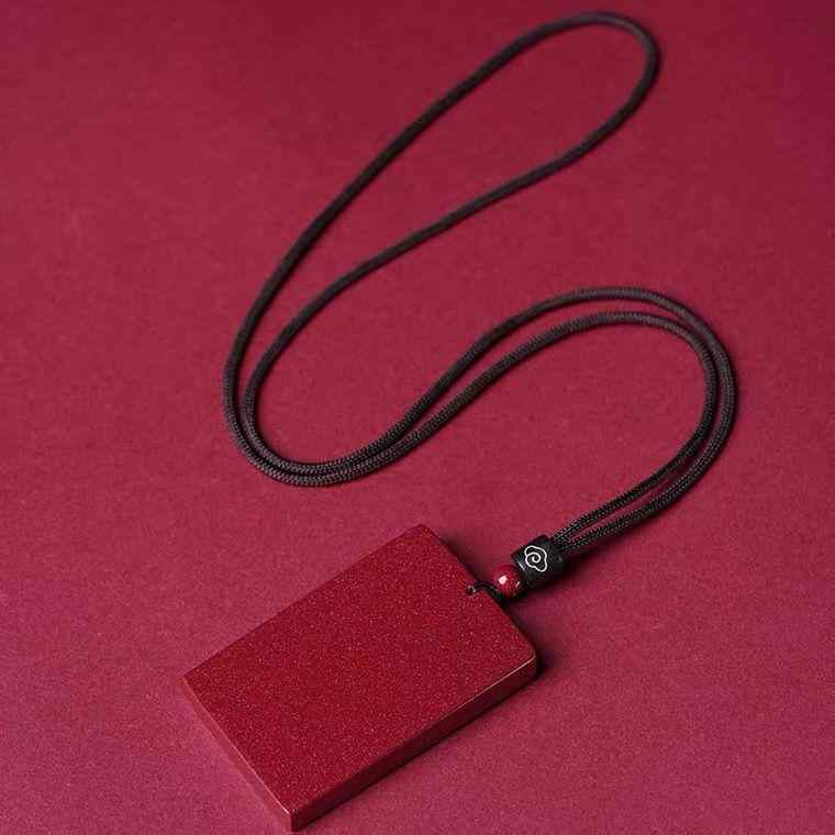 ネックレス 男女兼用 朱砂 無事札 ペンダント 紫金砂 お守り アクセサリー 小 中 大サイズ展開・素材: 朱砂・処理: 塗層金属・造型: 幾何型・チェーンスタイル: 通常チェーン・多層構造: なし・カラー: 小サイズ【平安無事札】, 中サ...