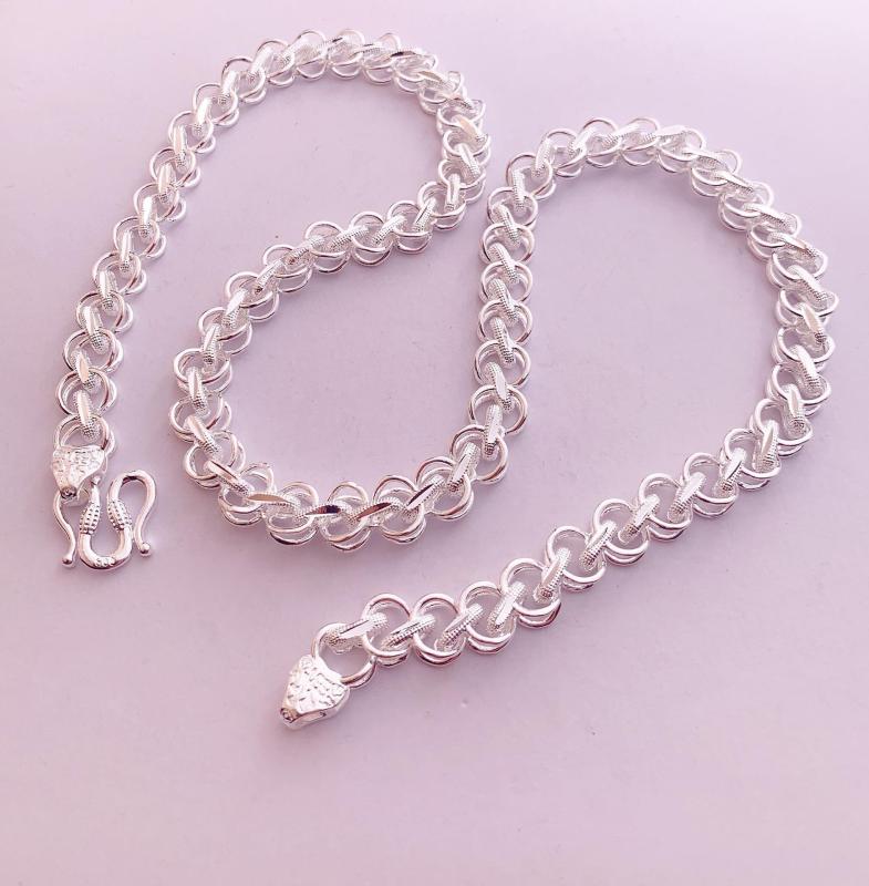 Accessories Supplies - ネックレス メンズ 男性用 ロングネックレス 合金 菱形 ペンダント HipHop ヒップホップ パンク 51cm-80cm シルバー シルバー(x2)
