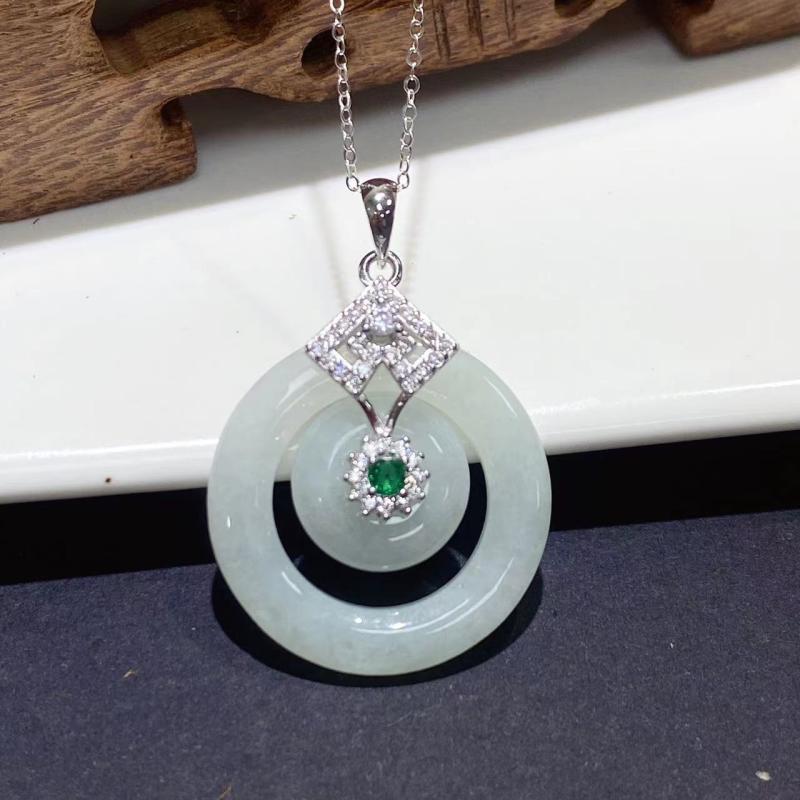 ネックレス レディース メンズ ミャンマー産 翡翠 ジェイド ペンダントトップ シルバー925 如意モチーフ ドロップ 幸運 通勤