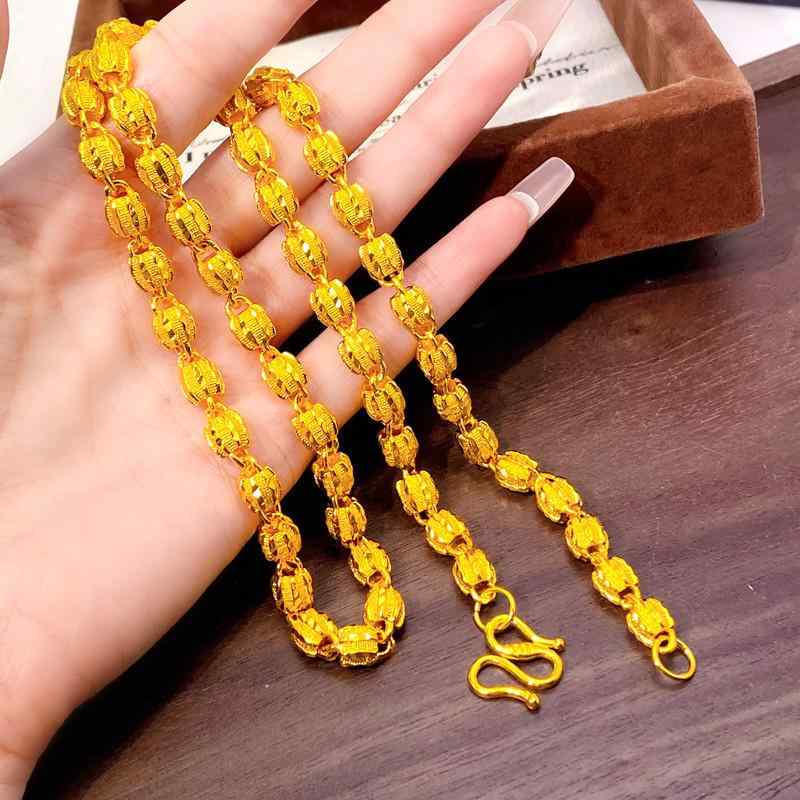 ネックレス メンズ 男性用 真鍮鍍金 西瓜 ビーズ チェーン 豪華感 高見え おしゃれ 普段使い 51cm 80cm..