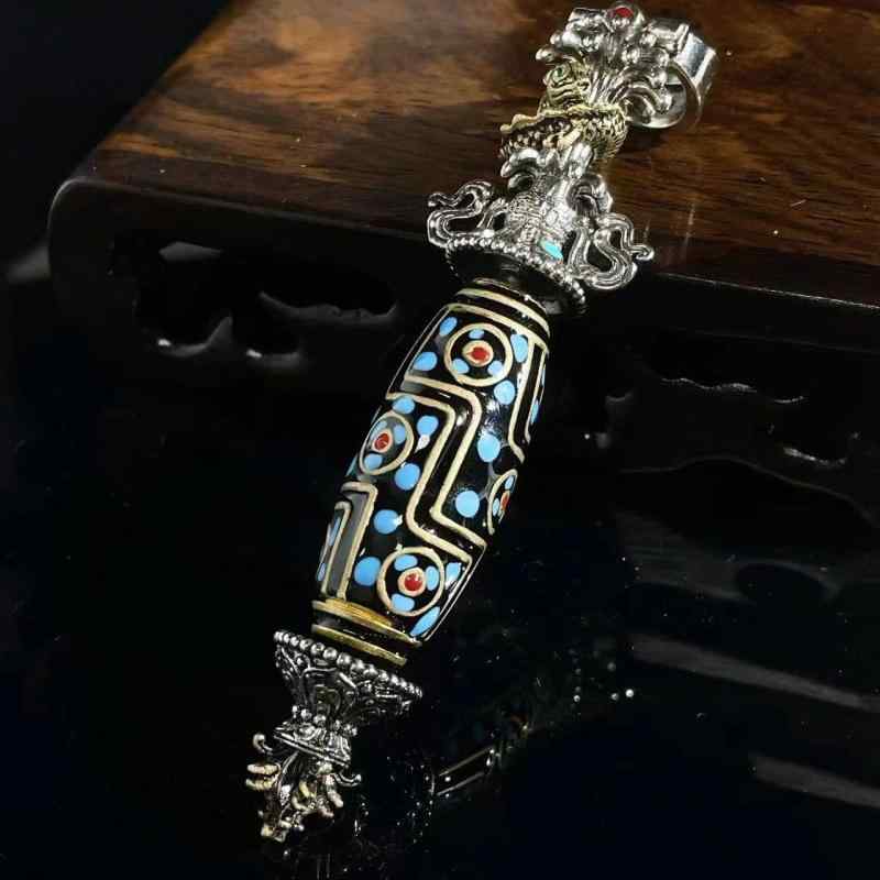 ネックレス メンズ 天珠 925シルバー ペンダント 民族風 アクセサリー U形 幾何学模様 動物 干支 ブラック シルバー ゴールド 個性的 レトロ