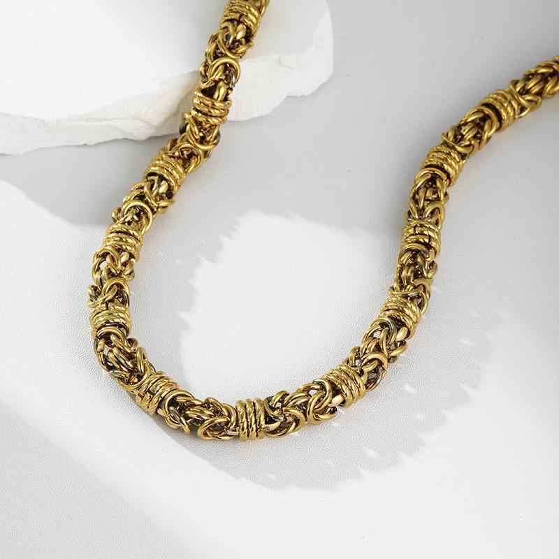 ネックレス メンズ 男性用 チタン鋼 ゴールド チェーン 編み込み 힙합 Hip Hop ストリート おしゃれ ア..